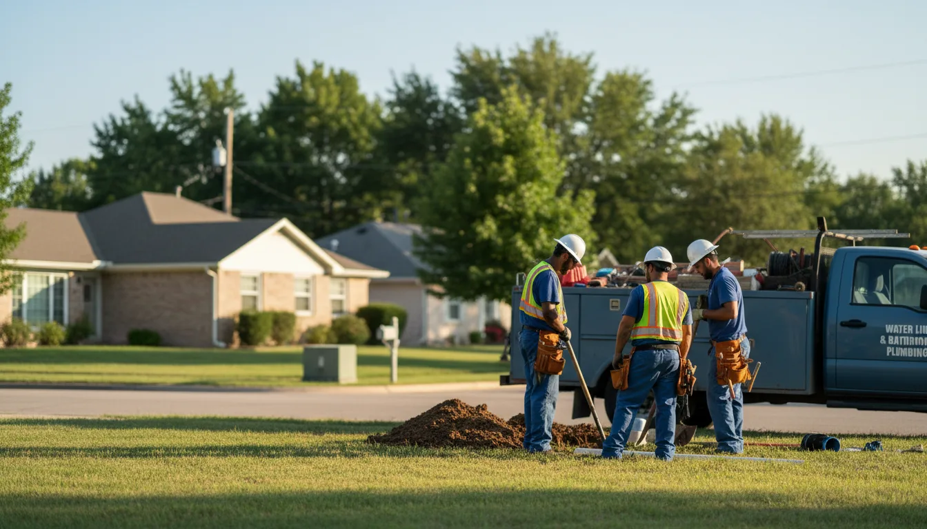 Residential water line and bathroom plumbing service in Fredericksburg, IA